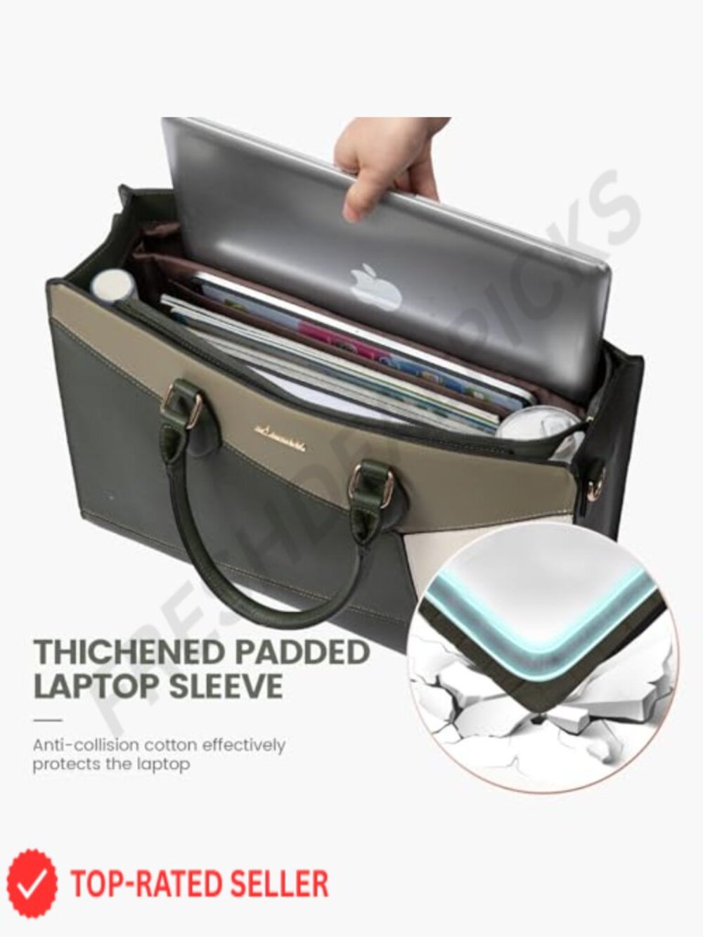 15.6" Laptop Tote Bag Waterproof Lightweight Professional Office Work Satchel - Picture 5 of 6